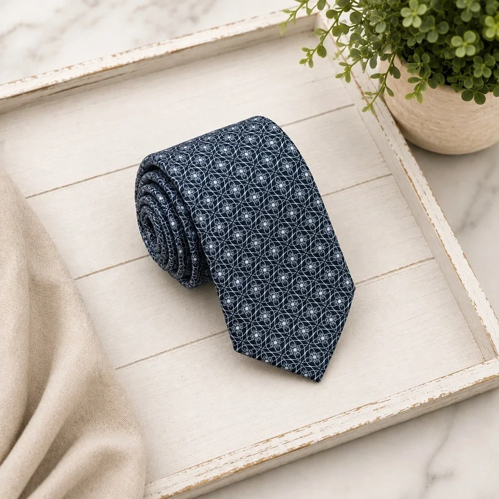 Christian Dior Silk neck Tie vintage Woven Italy USA preppy luxury logo black